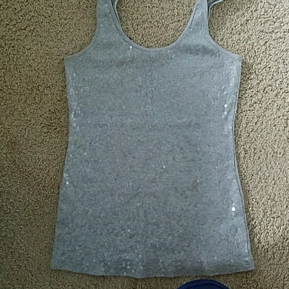 Express sequin top size small silver